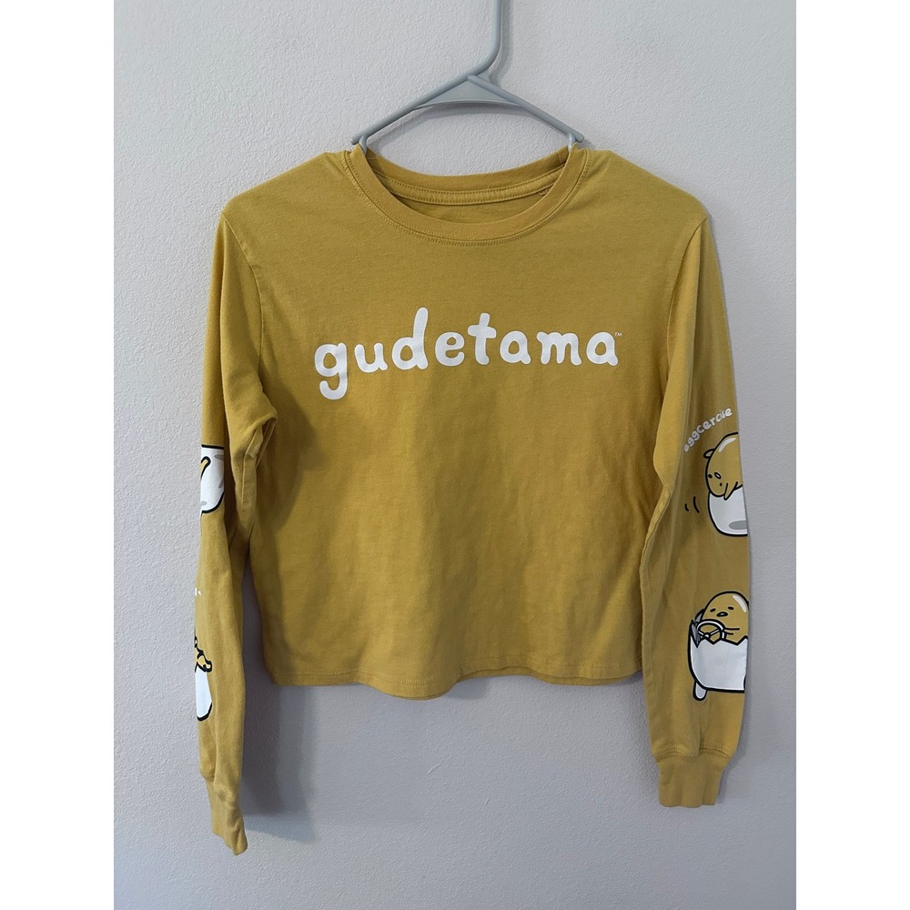 Love Tribe Gudetama Shirt Small Yellow Excellent Long Sleeve Crop Graphic Tee